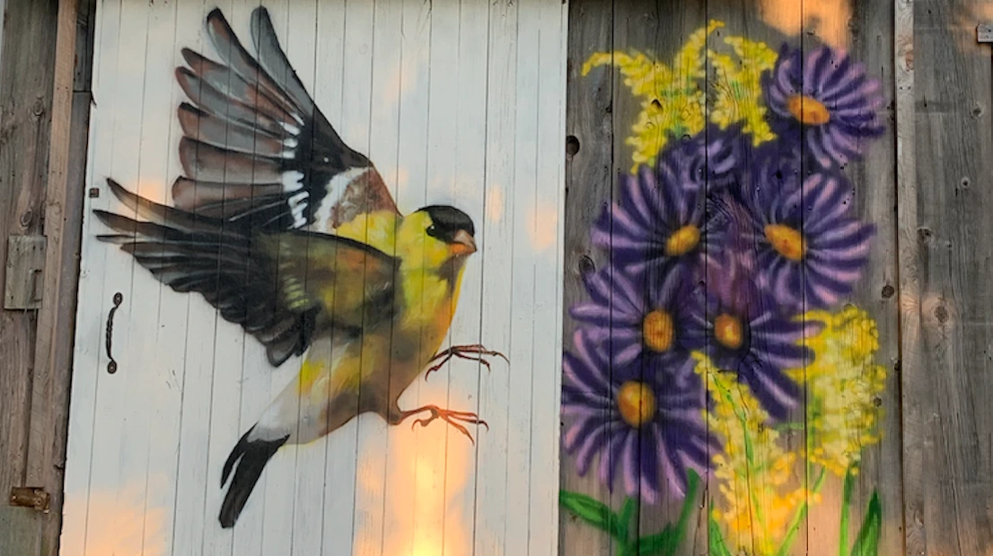 2024, spray and brush paint. ArqBarn, Mecklenburg NY.