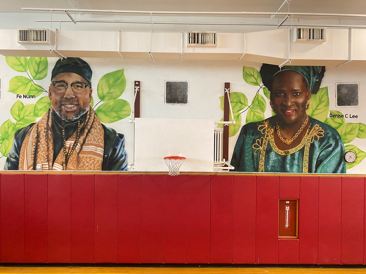 2024, spray and brush paint. Beverly J Martin Elementary School, Ithaca NY. Read more here: https://www.ithacamurals.com/bjm-legacy-mural.html