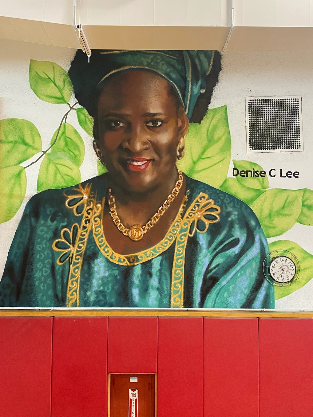 2023, spray and brush paint. Beverly J Martin Elementary School, Ithaca NY. Read more here: https://www.ithacamurals.com/bjm-legacy-mural.html