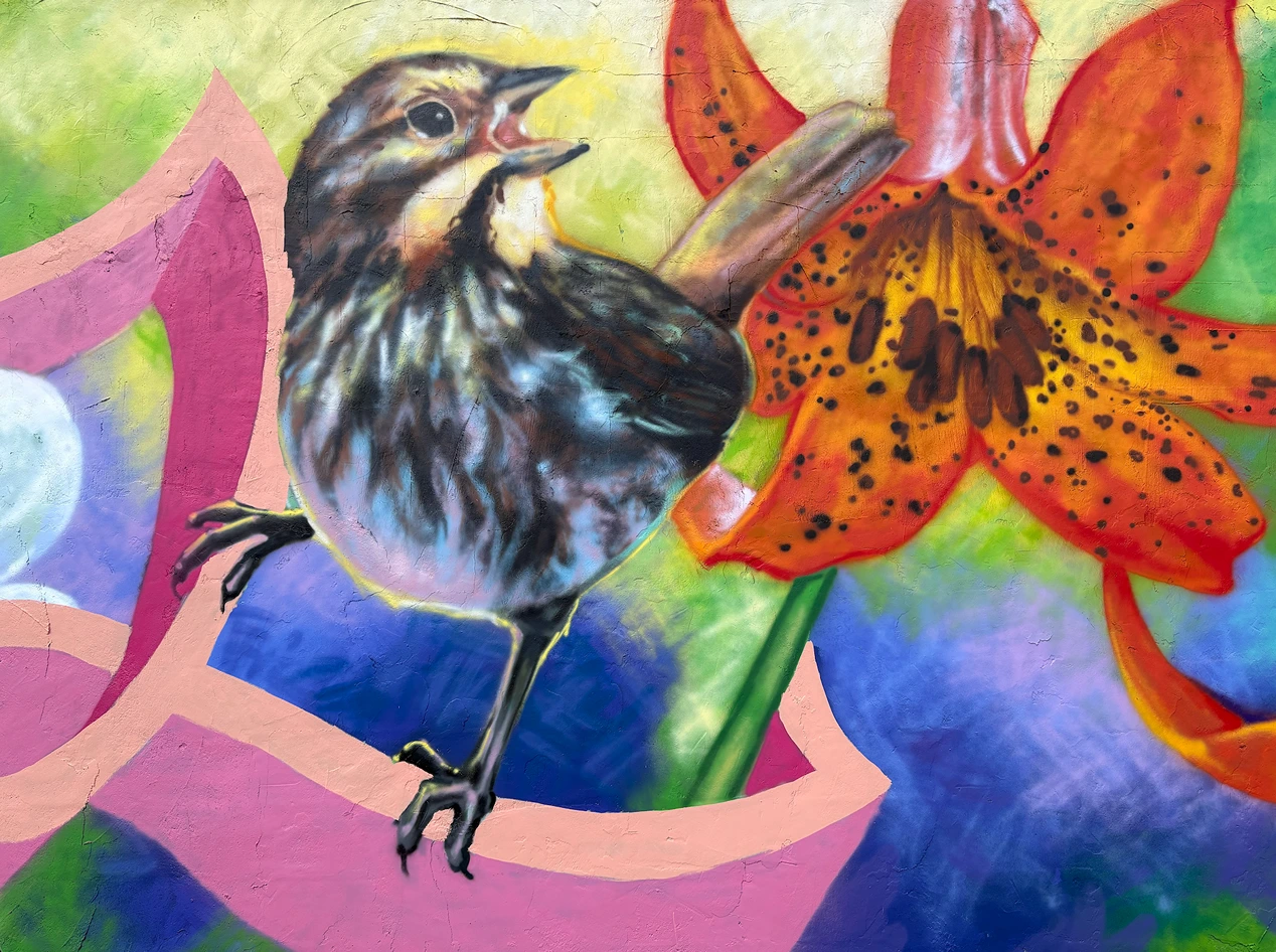 2025, spray paint. Hometown Pizza & Bowling Alley, Groton NY.