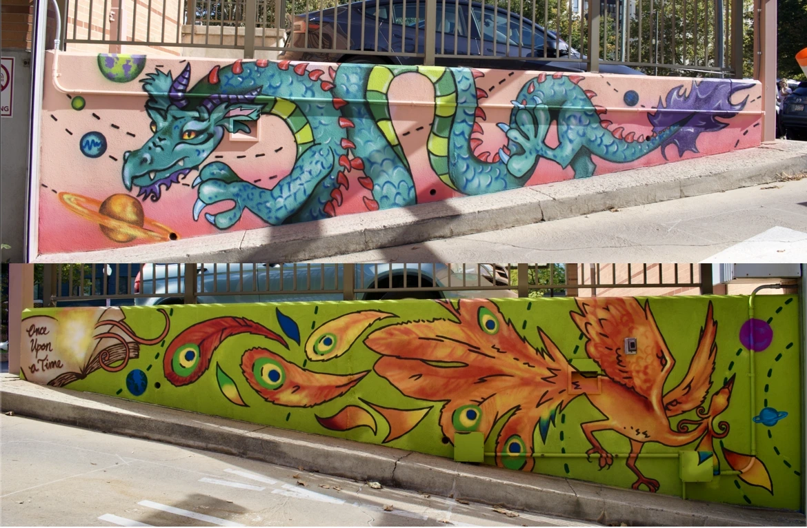 2024, spray painted & brush painted. Schlow Library, State College PA.