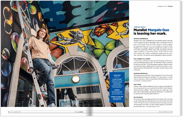 Penn Stater Magazine July-Aug Issue, “Muralist Margalo Guo is leaving her mark”, 2025.